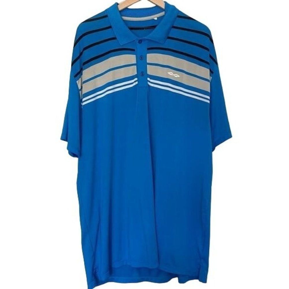 Snake Eyes XL Blue Golf Polo Stripes Short Sleeve Collar Shirt Stripes